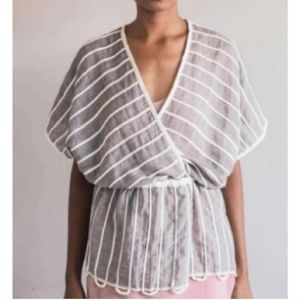 NWT Tonlé Hand Woven Takeo Kimono Top in Latte